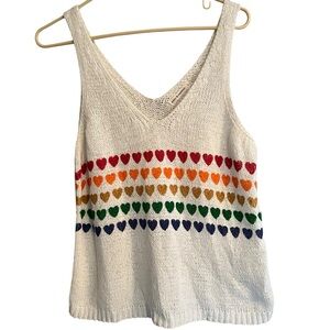 Moon & Madison Rainbow Heart Crochet Style Tank Size L